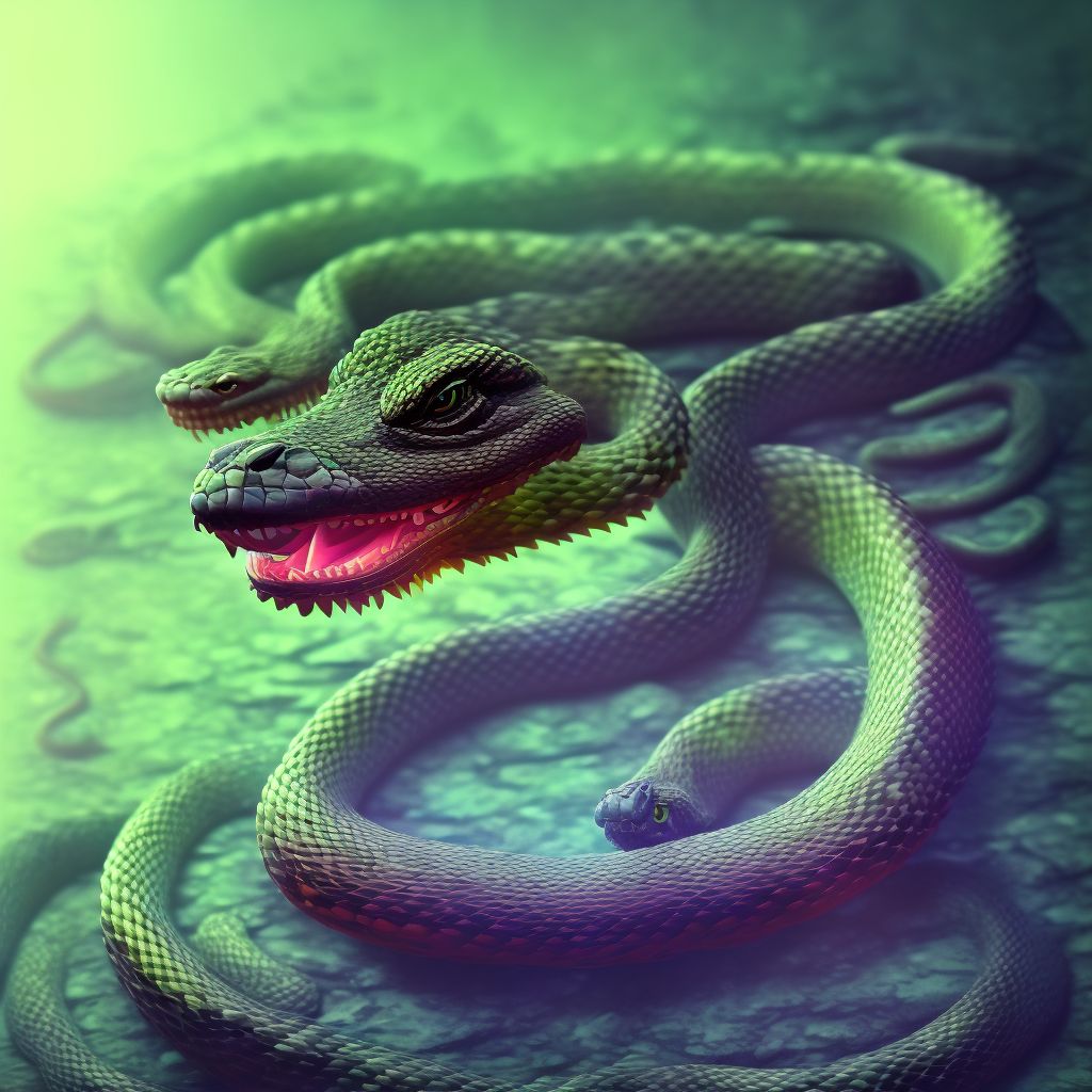 Toxic effect of rattlesnake venom, intentional self-harm, sequela digital illustration