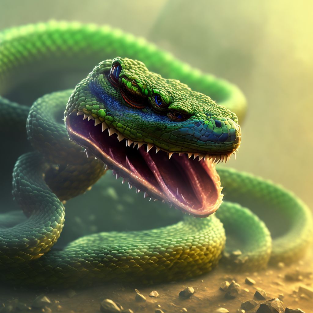 Toxic effect of rattlesnake venom, assault, subsequent encounter digital illustration