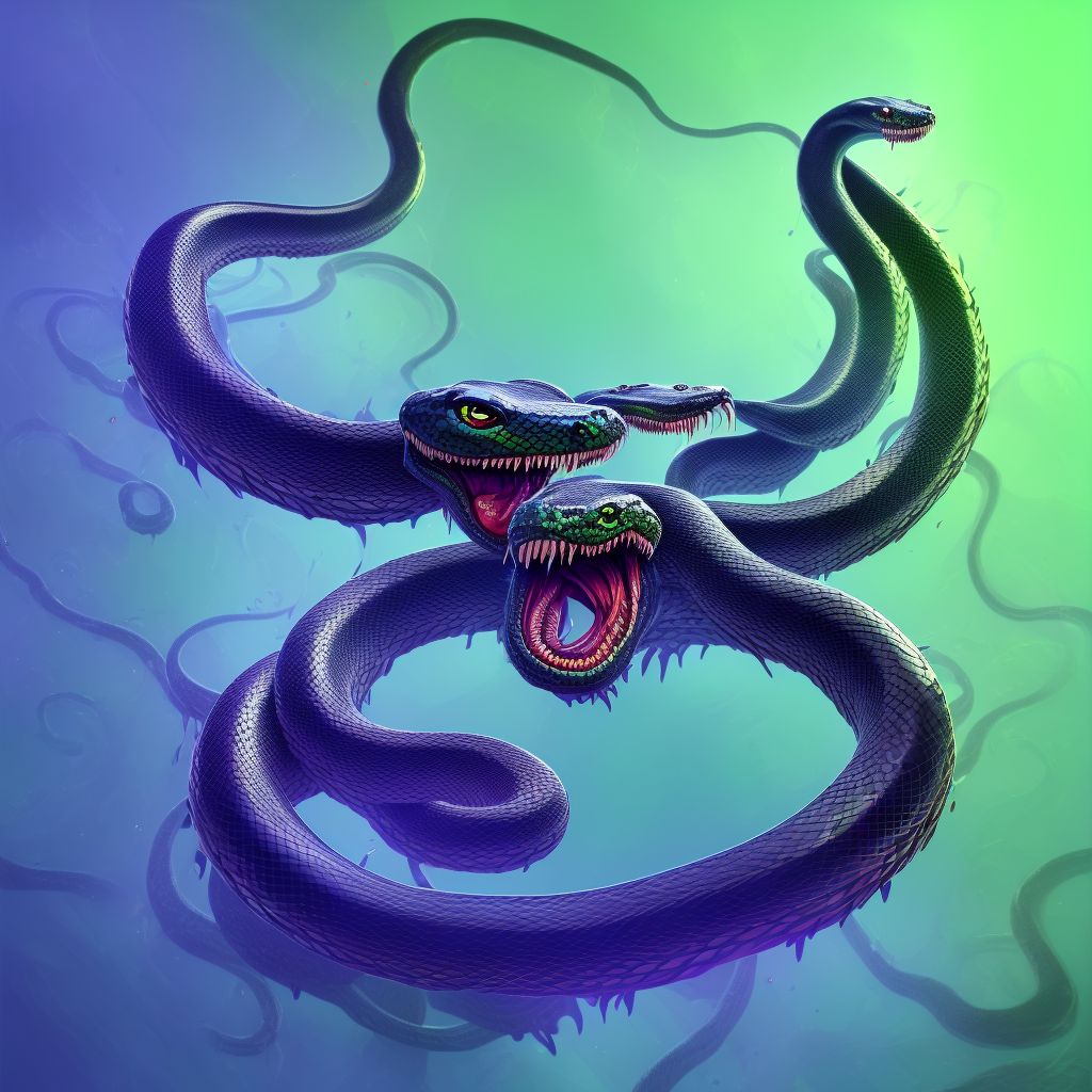 Toxic effect of venom of other North and South American snake, intentional self-harm, subsequent encounter digital illustration