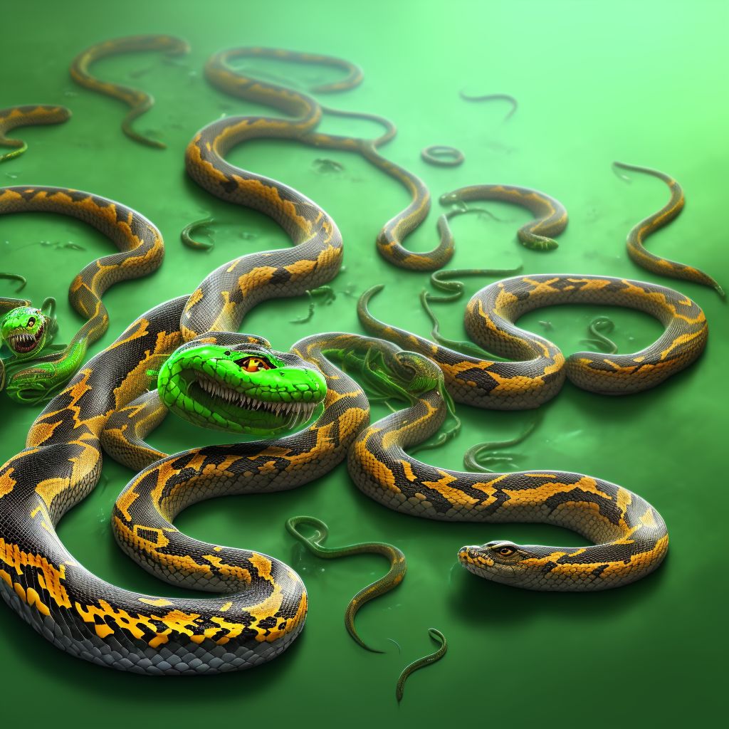 Toxic effect of venom of other African and Asian snake, assault, subsequent encounter digital illustration