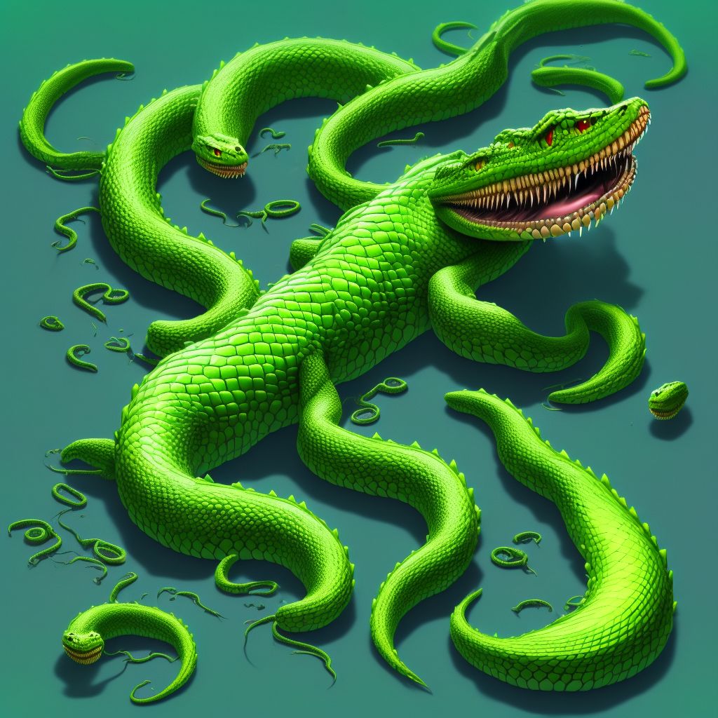Toxic effect of venom of other reptiles, intentional self-harm, subsequent encounter digital illustration