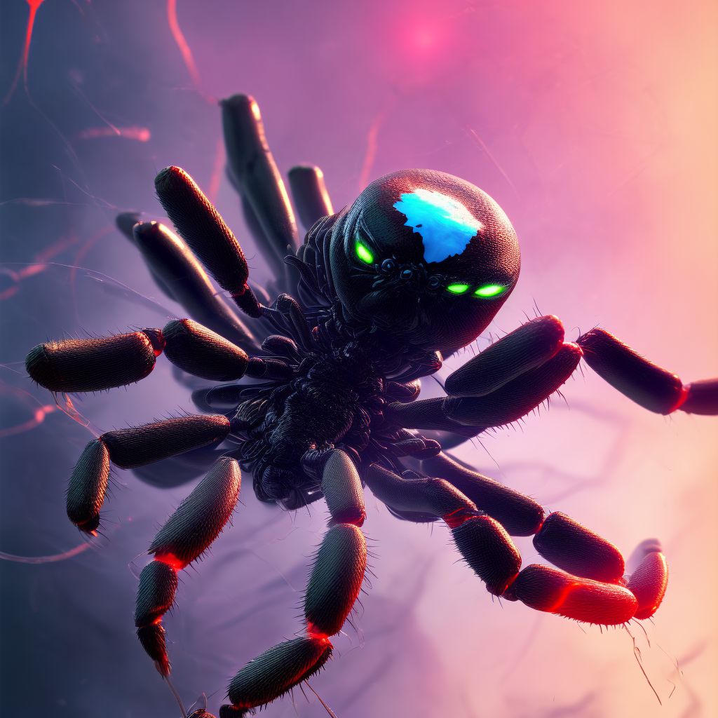 Toxic effect of venom of black widow spider, accidental (unintentional), subsequent encounter digital illustration