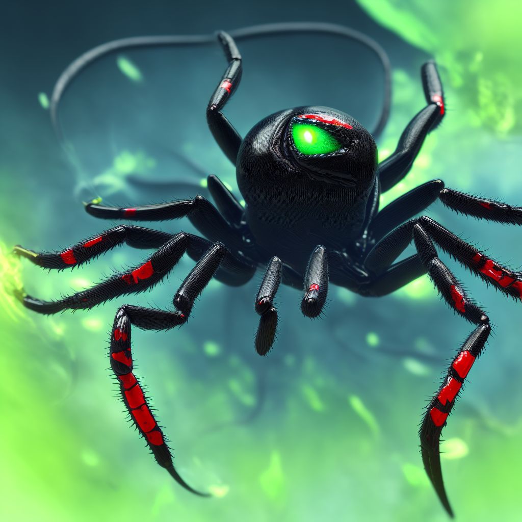 Toxic effect of venom of black widow spider, intentional self-harm, subsequent encounter digital illustration