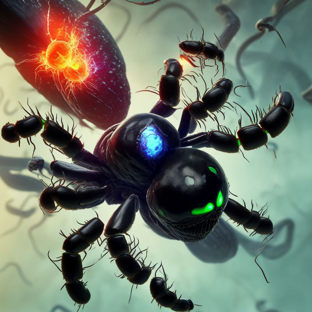 Toxic effect of venom of black widow spider, assault, initial encounter digital illustration