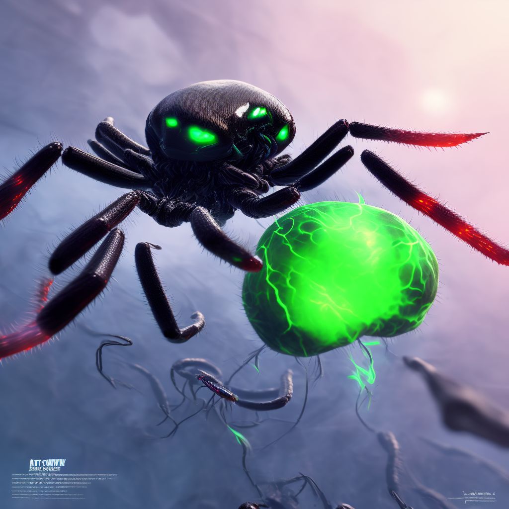 Toxic effect of venom of black widow spider, assault, subsequent encounter digital illustration