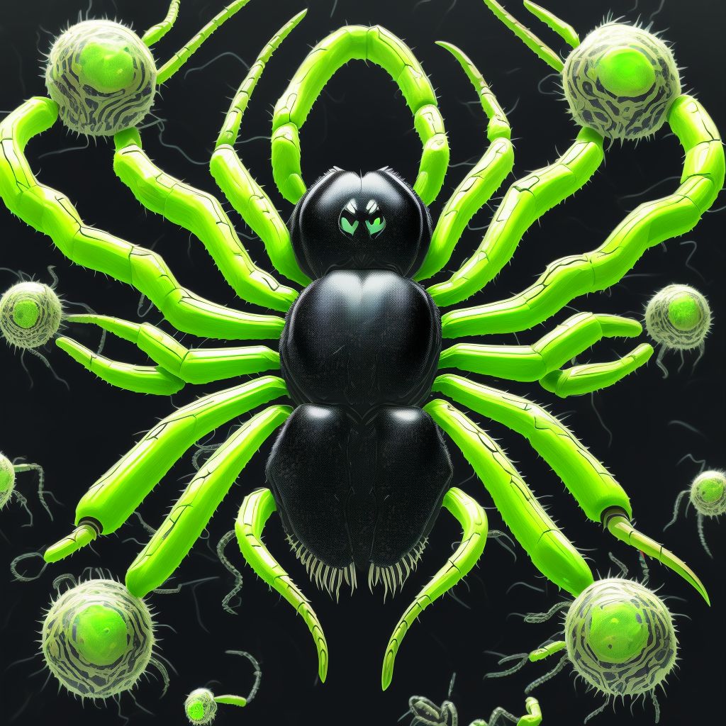 Toxic effect of venom of black widow spider, assault, sequela digital illustration