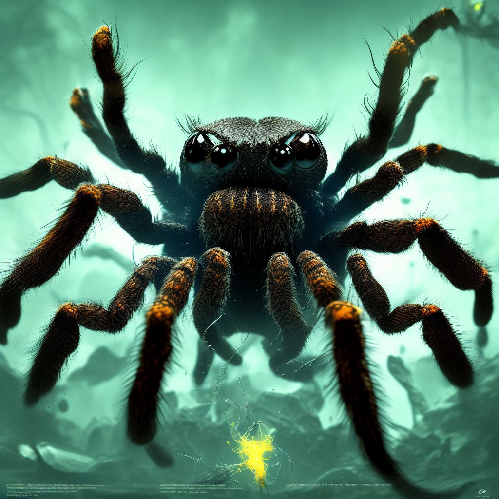 Toxic effect of venom of tarantula, accidental (unintentional), initial encounter digital illustration