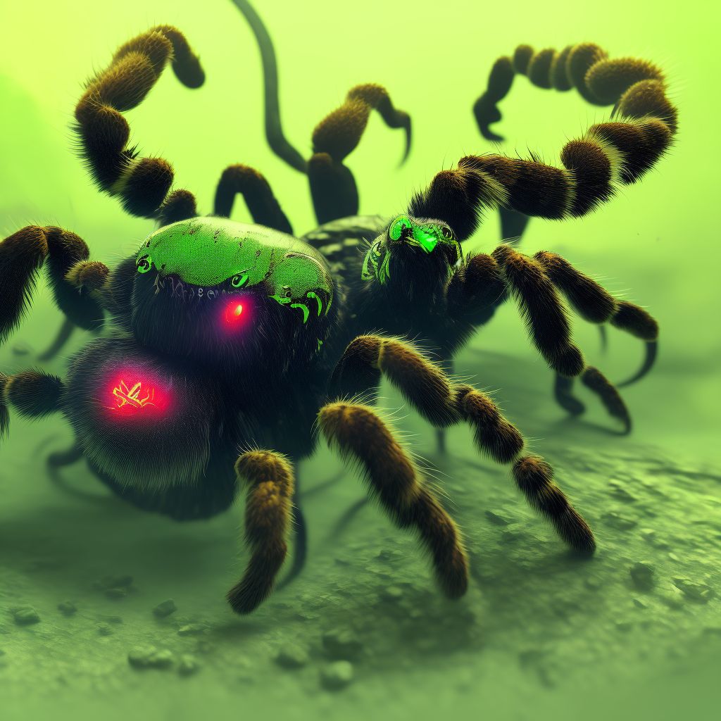 Toxic effect of venom of tarantula, assault, initial encounter digital illustration