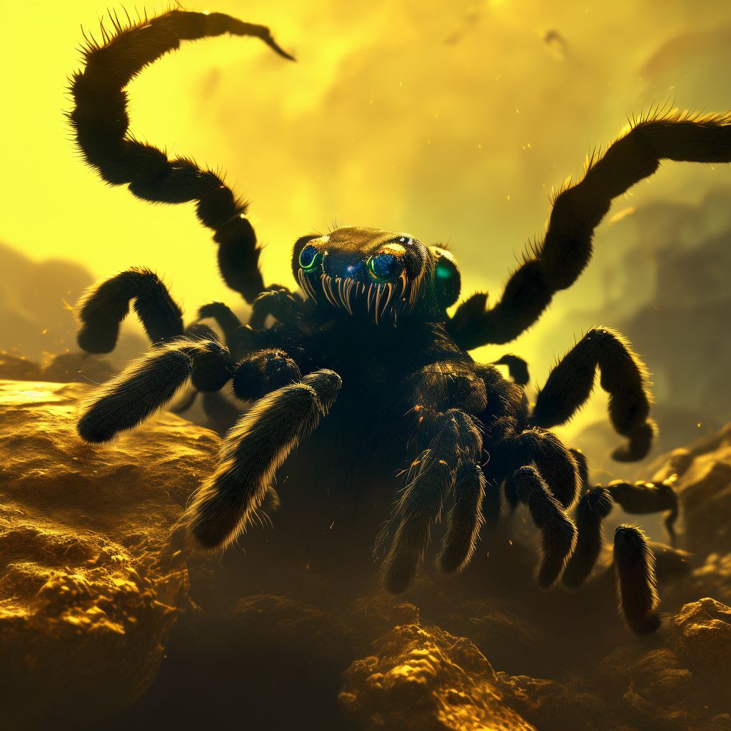 Toxic effect of venom of tarantula, undetermined, sequela digital illustration