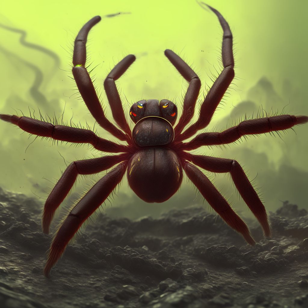 Toxic effect of venom of brown recluse spider, accidental (unintentional), initial encounter digital illustration