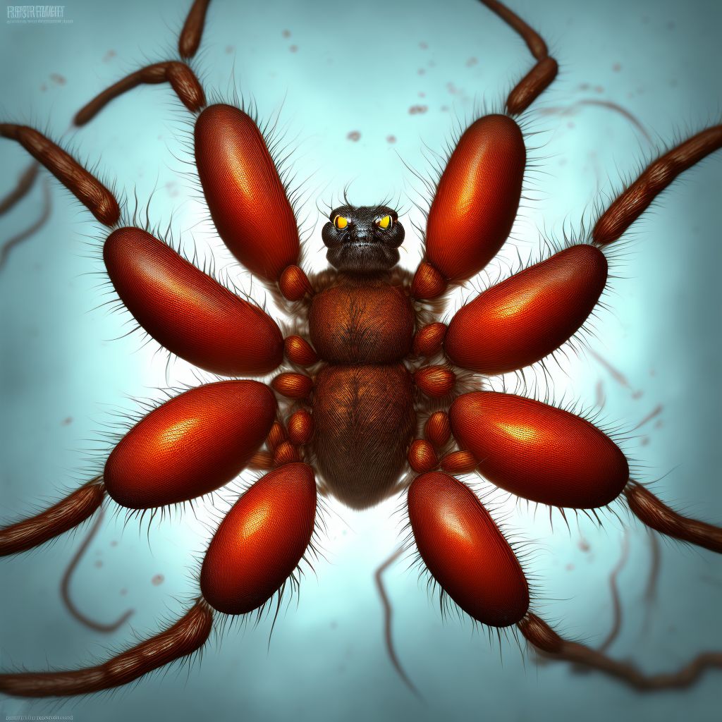 Toxic effect of venom of brown recluse spider, assault, initial encounter digital illustration