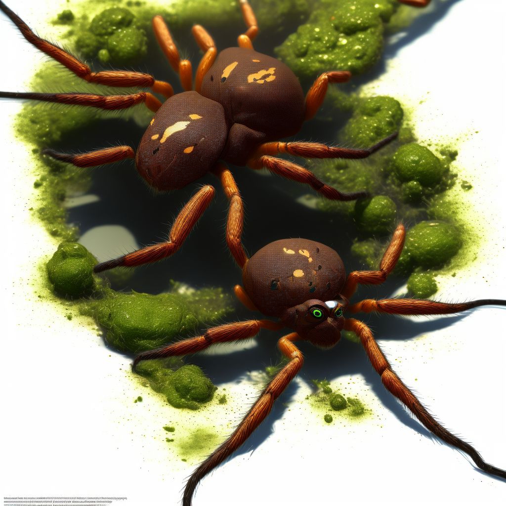 Toxic effect of venom of brown recluse spider, assault, subsequent encounter digital illustration