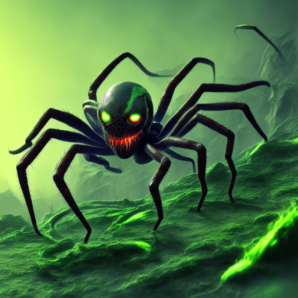 Toxic effect of venom of other spider, accidental (unintentional), subsequent encounter digital illustration