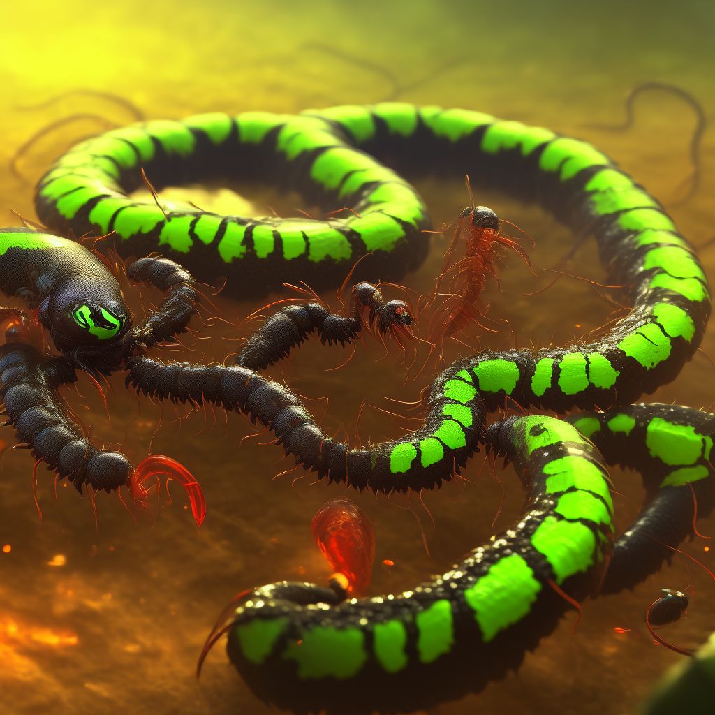 Toxic effect of venom of centipedes and venomous millipedes, undetermined, sequela digital illustration