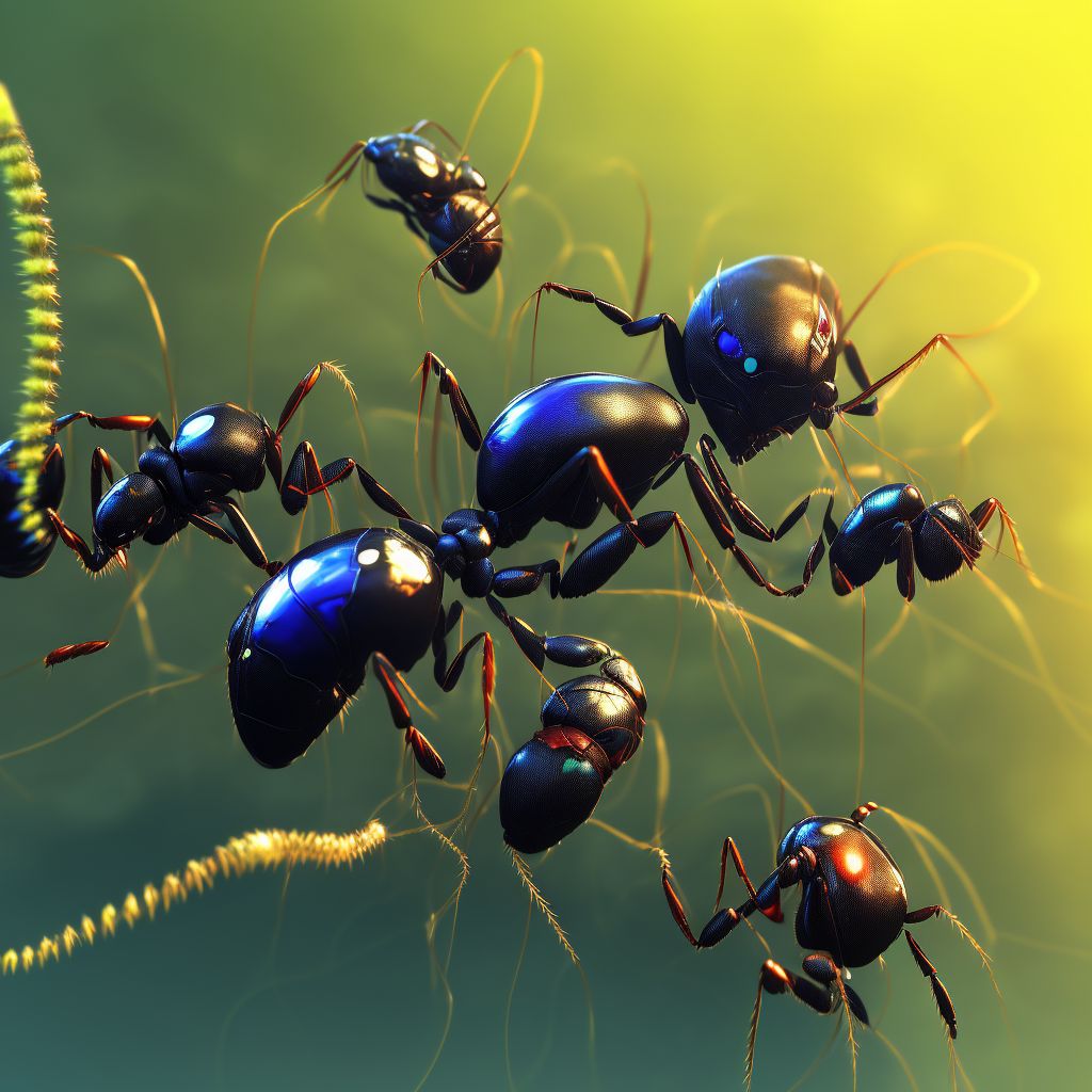 Toxic effect of venom of ants, assault, subsequent encounter digital illustration