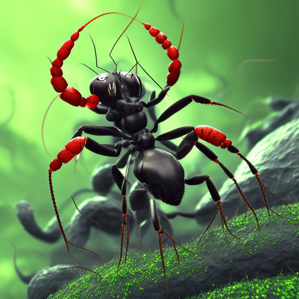 Toxic effect of venom of ants, assault, sequela digital illustration