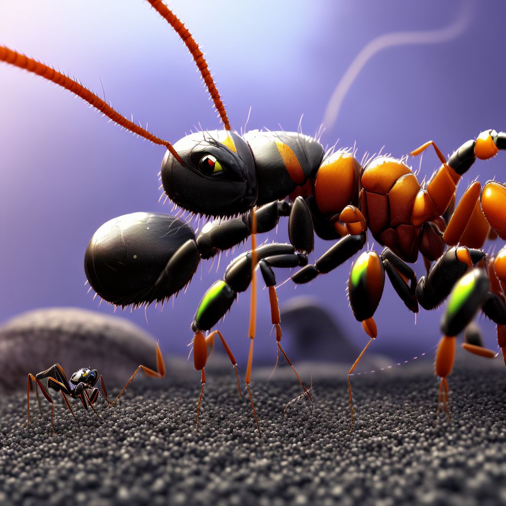 Toxic effect of venom of ants, undetermined, sequela digital illustration