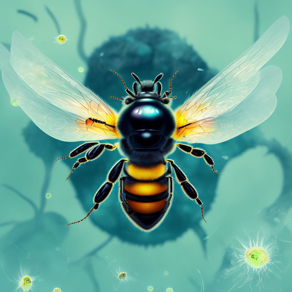 Toxic effect of venom of bees, intentional self-harm, subsequent encounter digital illustration