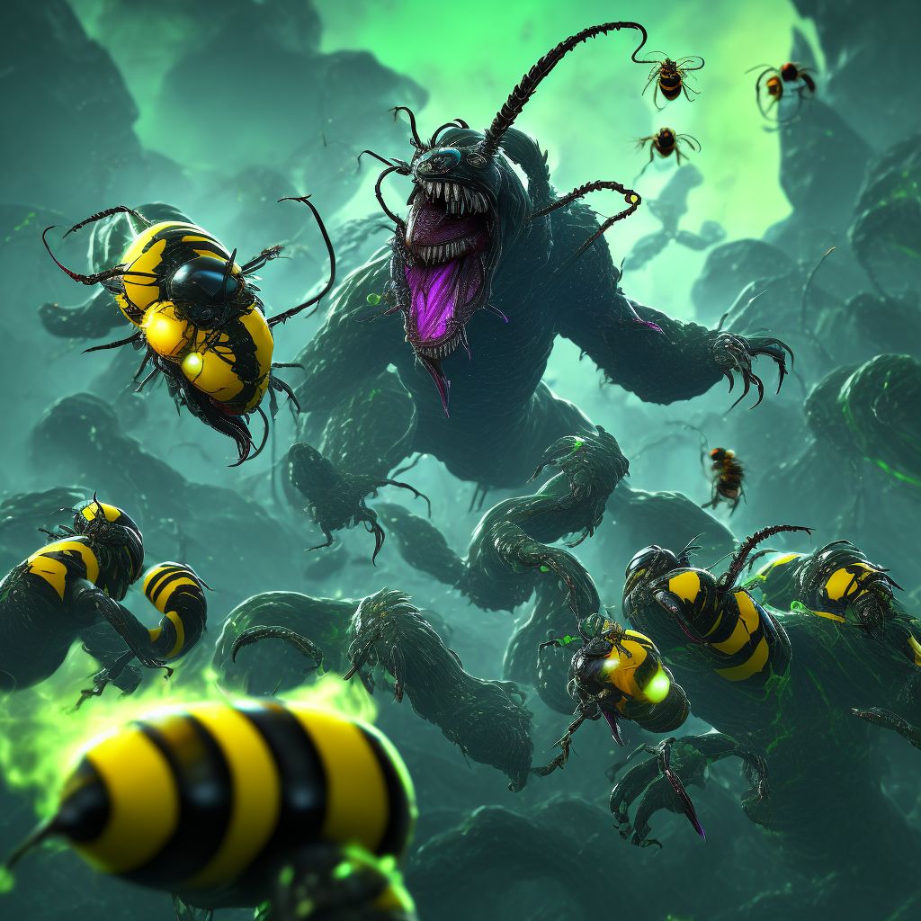 Toxic effect of venom of bees, assault, initial encounter digital illustration