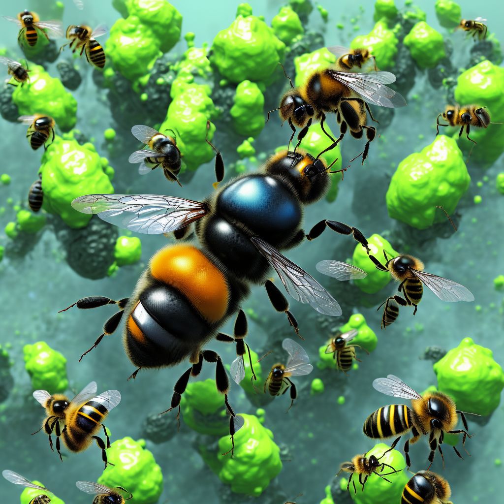 Toxic effect of venom of bees, assault, subsequent encounter digital illustration