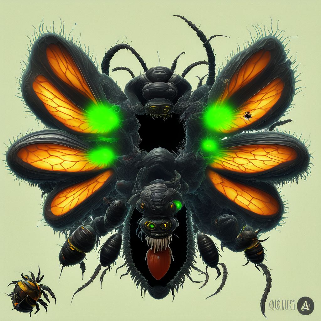 Toxic effect of venom of bees, assault, sequela digital illustration