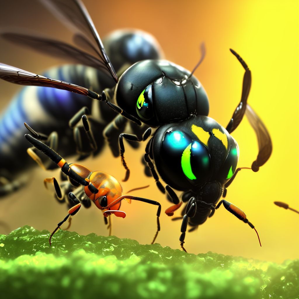 Toxic effect of venom of wasps, accidental (unintentional), initial encounter digital illustration