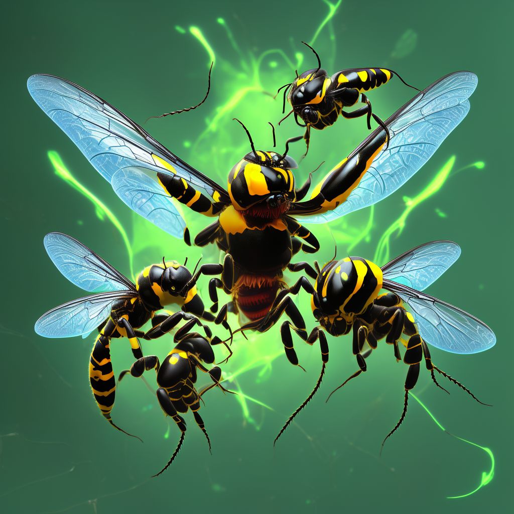 Toxic effect of venom of wasps, accidental (unintentional), subsequent encounter digital illustration