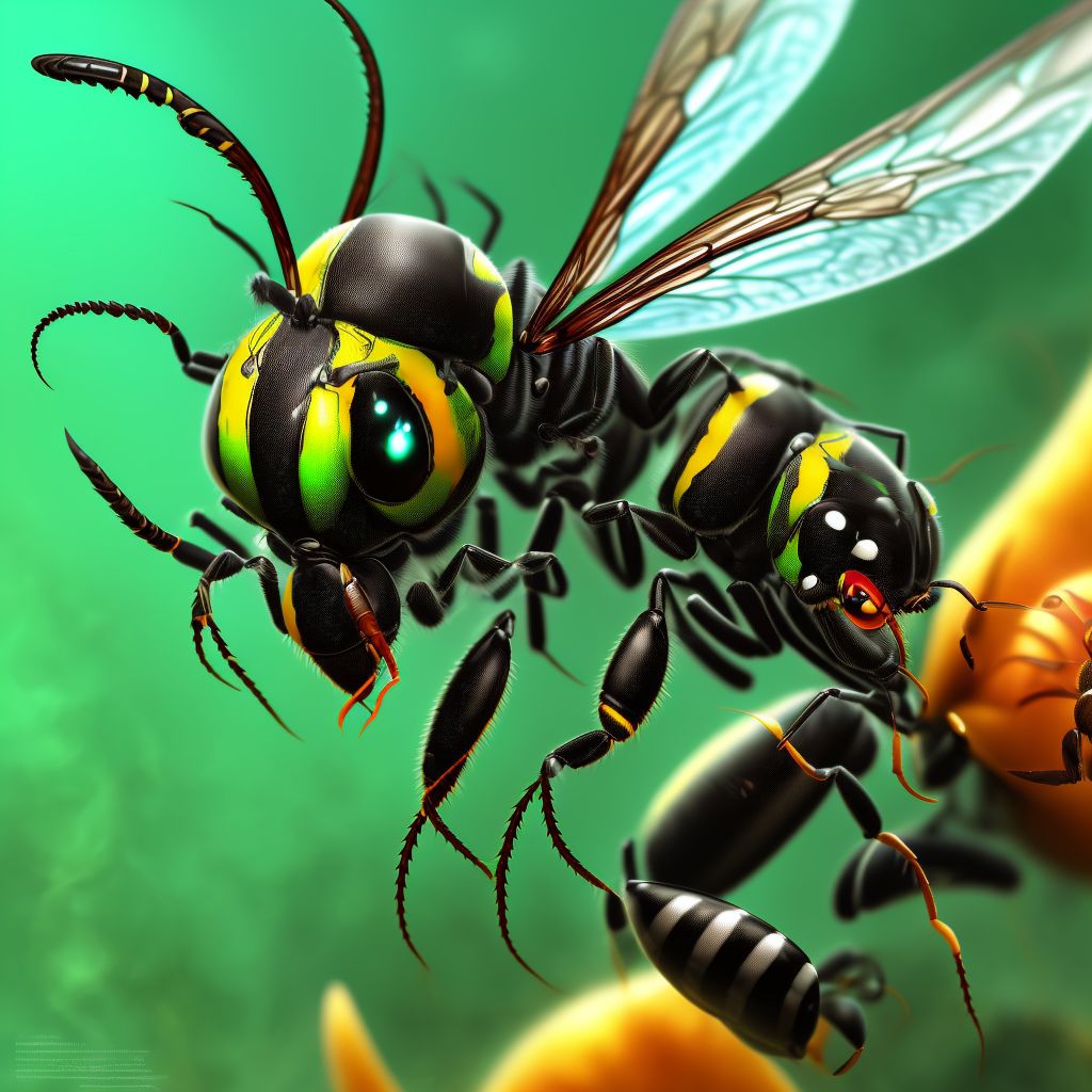 Toxic effect of venom of wasps, intentional self-harm, initial encounter digital illustration