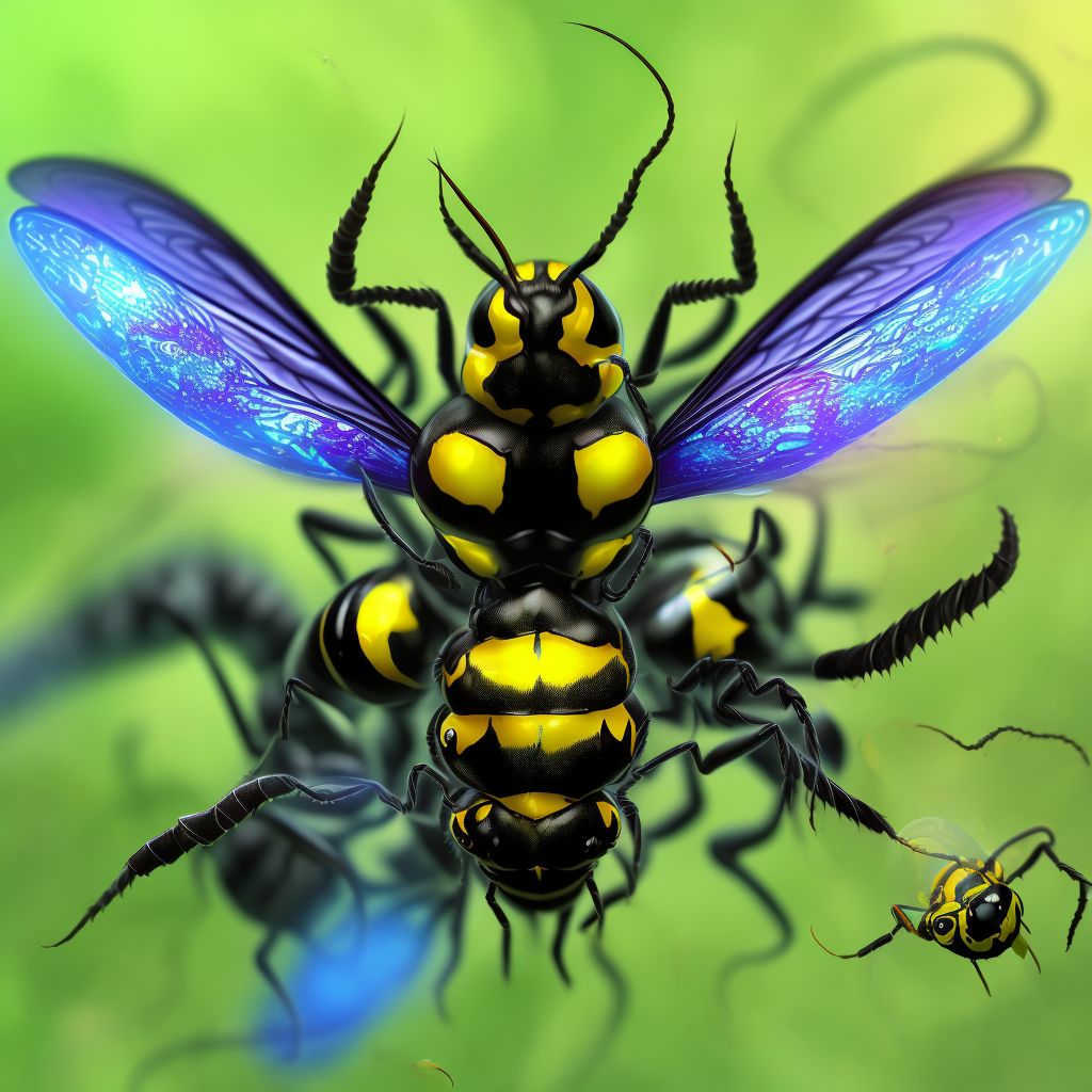 Toxic effect of venom of wasps, intentional self-harm, sequela digital illustration