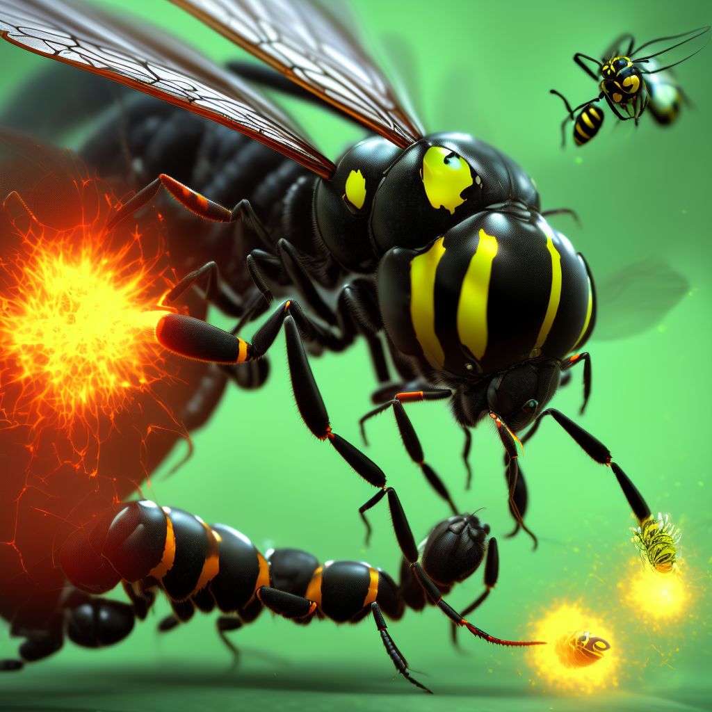 Toxic effect of venom of wasps, assault, subsequent encounter digital illustration