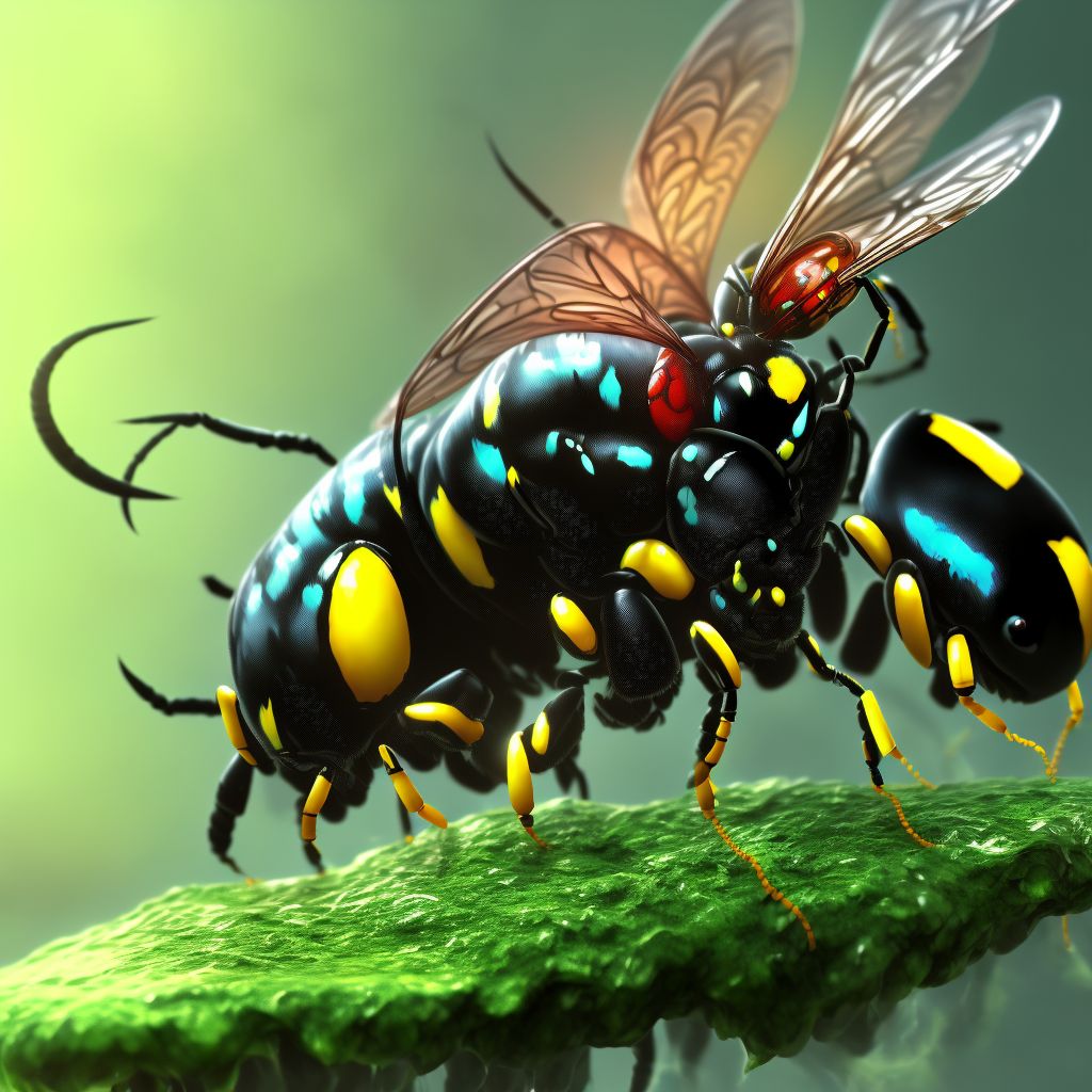 Toxic effect of venom of wasps, assault, sequela digital illustration