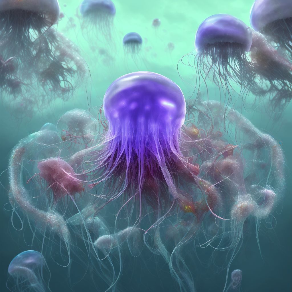 Toxic effect of contact with other jellyfish, intentional self-harm, initial encounter digital illustration