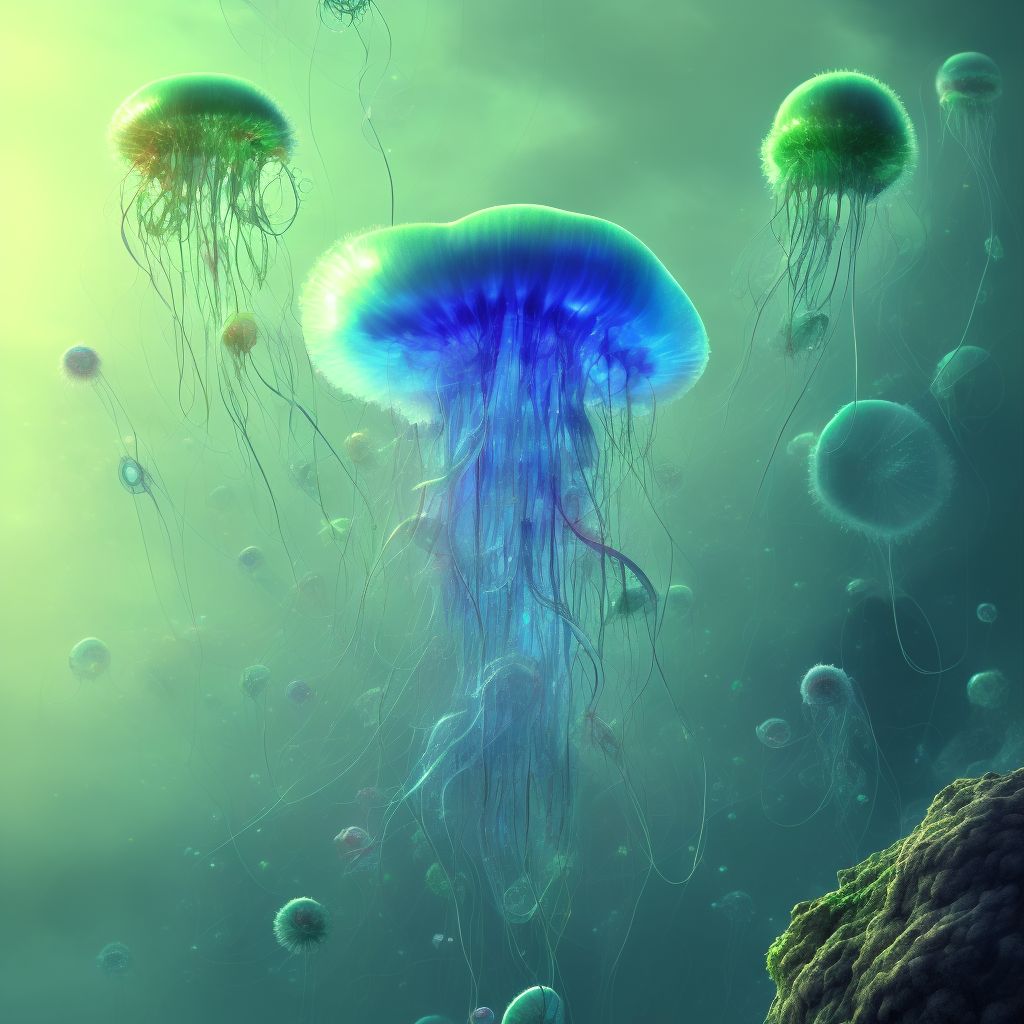 Toxic effect of contact with other jellyfish, intentional self-harm, sequela digital illustration