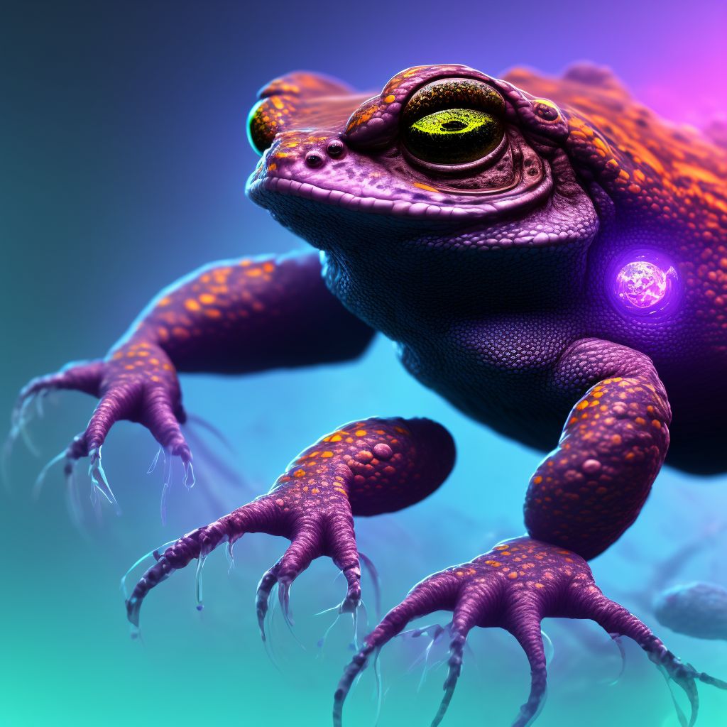 Toxic effect of contact with venomous toad, assault, sequela digital illustration