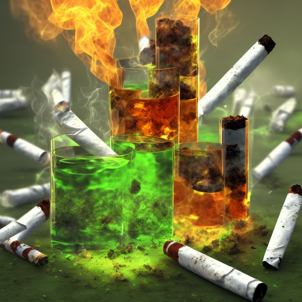 Toxic effect of tobacco cigarettes, assault, initial encounter digital illustration