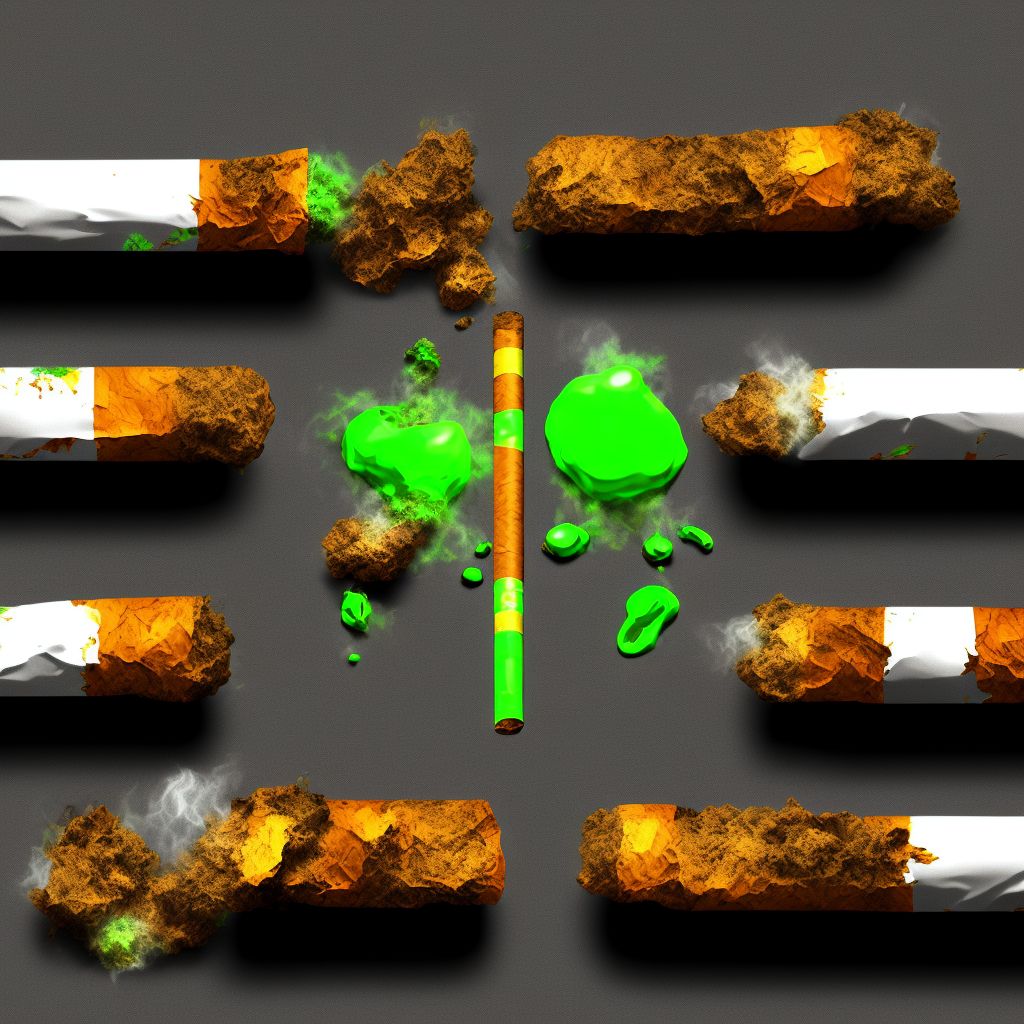 Toxic effect of tobacco cigarettes, assault, sequela digital illustration