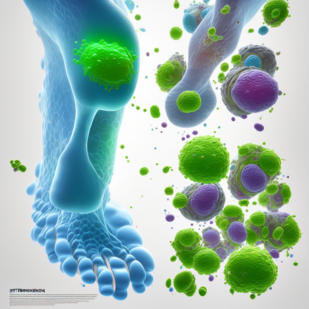 Immersion foot, right foot, sequela digital illustration