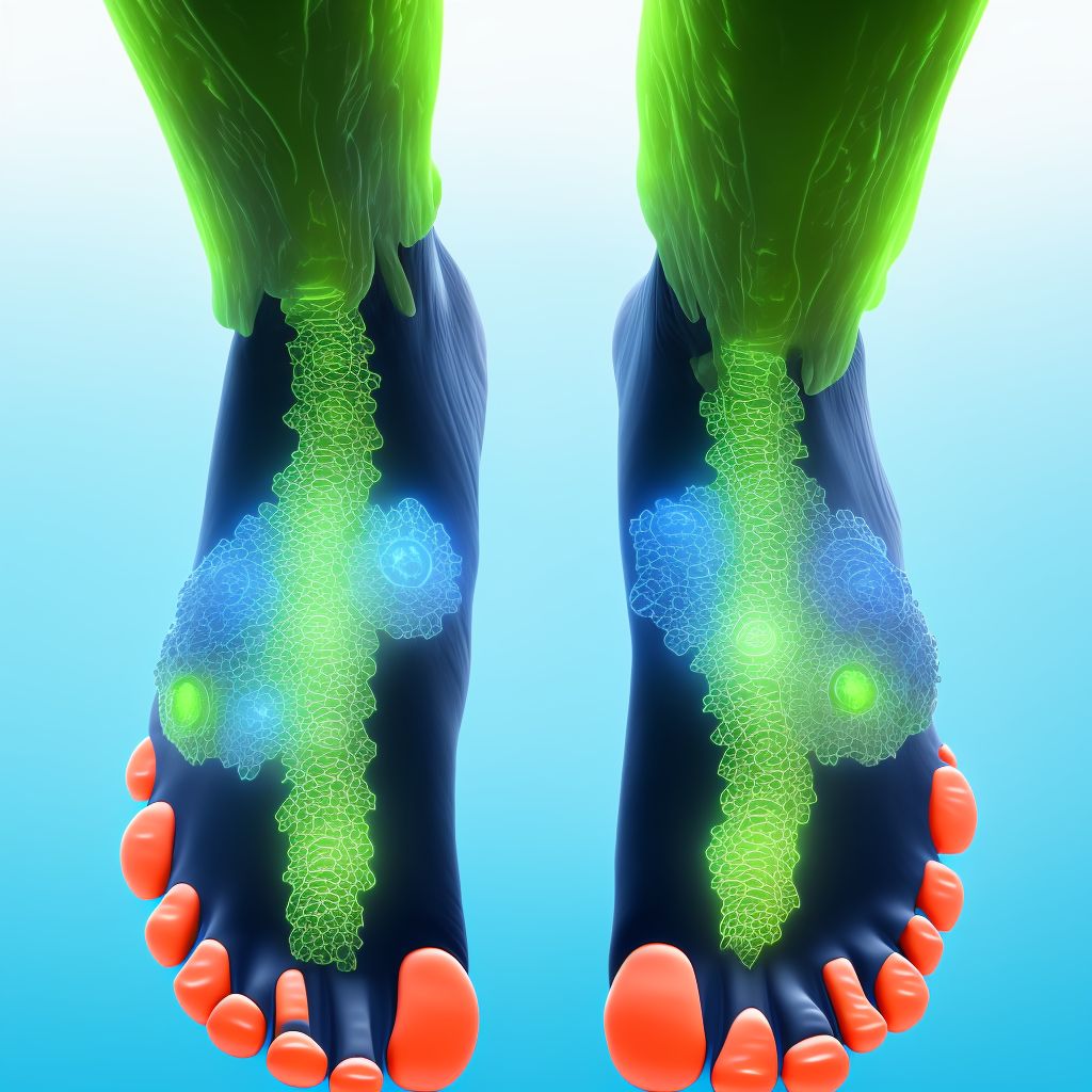 Immersion foot, left foot, sequela digital illustration