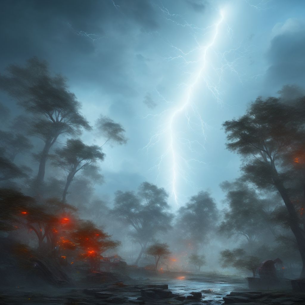 Other effects of lightning, initial encounter digital illustration