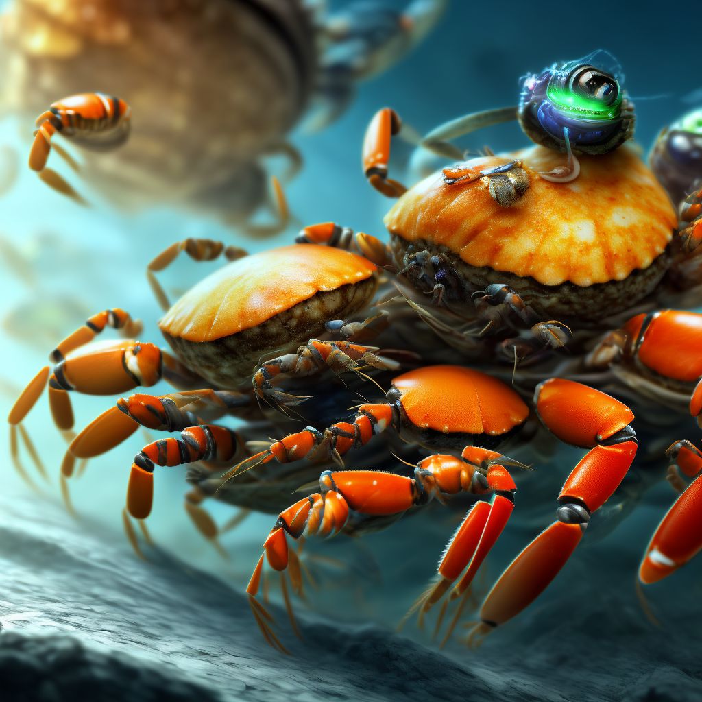 Anaphylactic reaction due to shellfish (crustaceans), initial encounter digital illustration