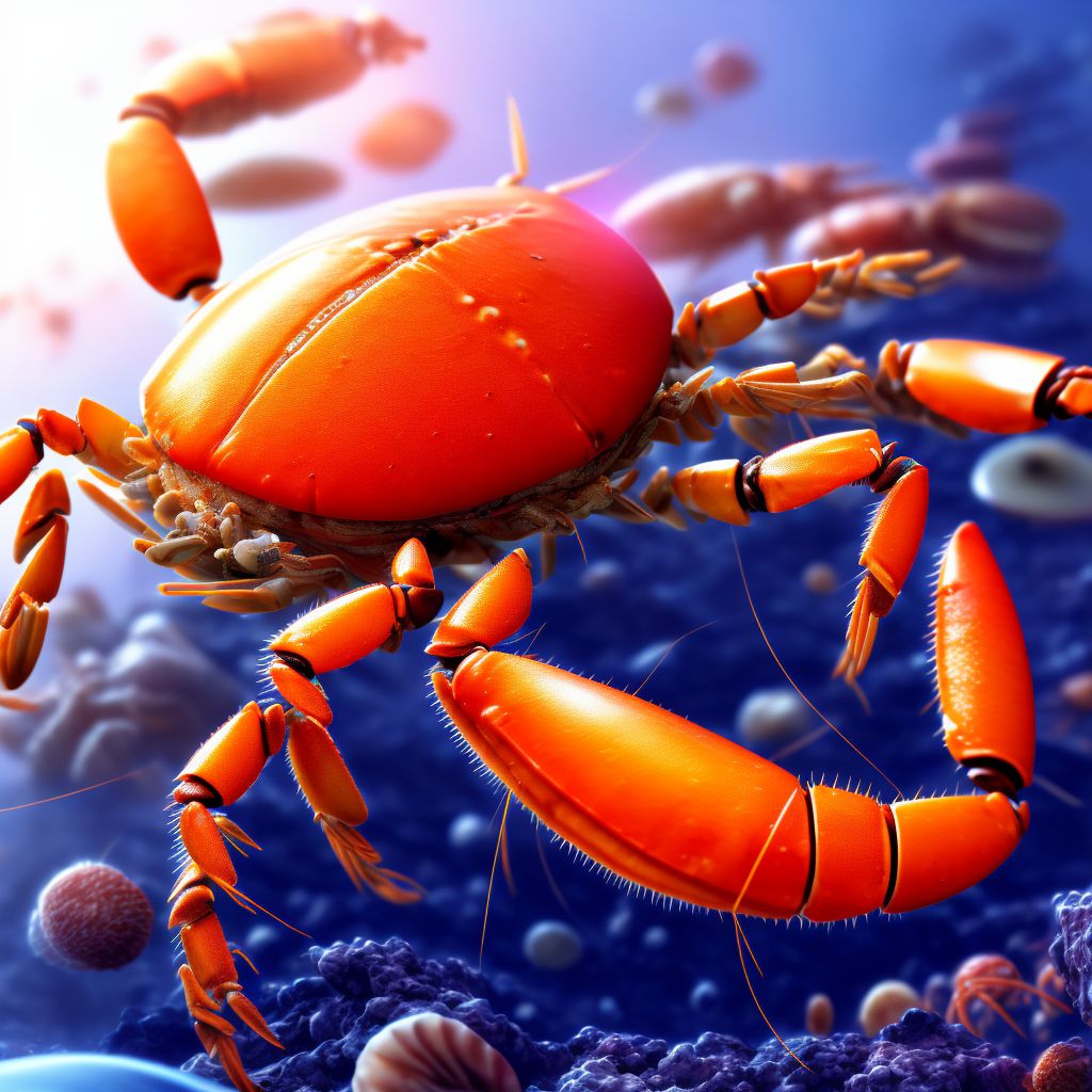 Anaphylactic reaction due to shellfish (crustaceans), subsequent encounter digital illustration