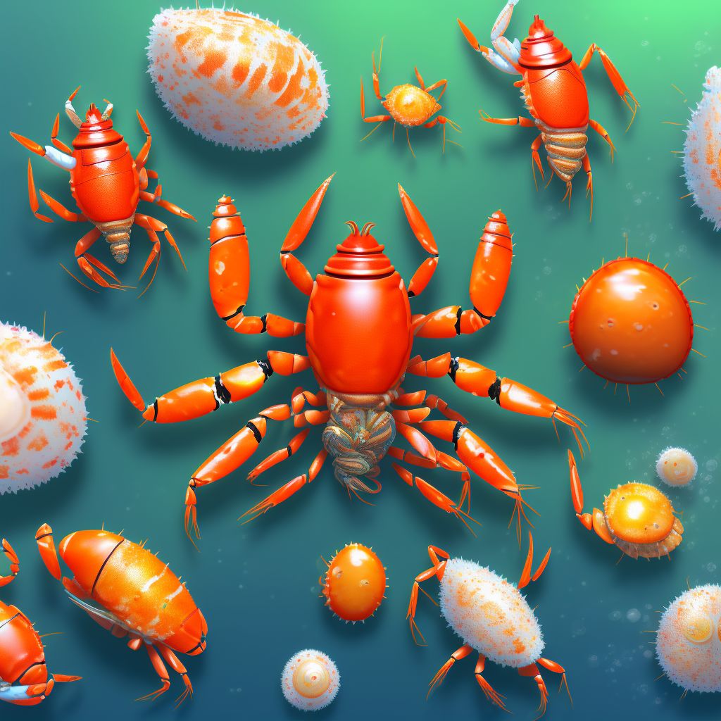 Anaphylactic reaction due to shellfish (crustaceans), sequela digital illustration