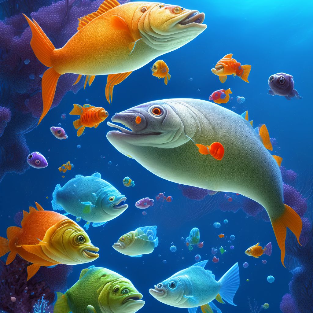 Anaphylactic reaction due to other fish, initial encounter digital illustration