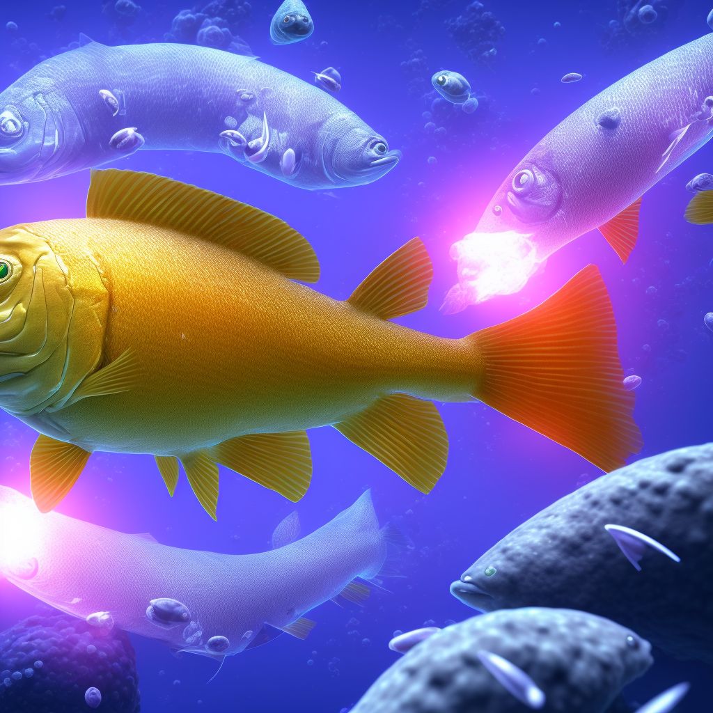 Anaphylactic reaction due to other fish, sequela digital illustration