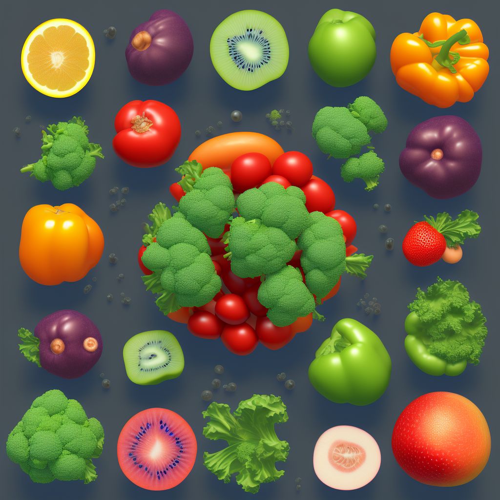 Anaphylactic reaction due to fruits and vegetables, initial encounter digital illustration