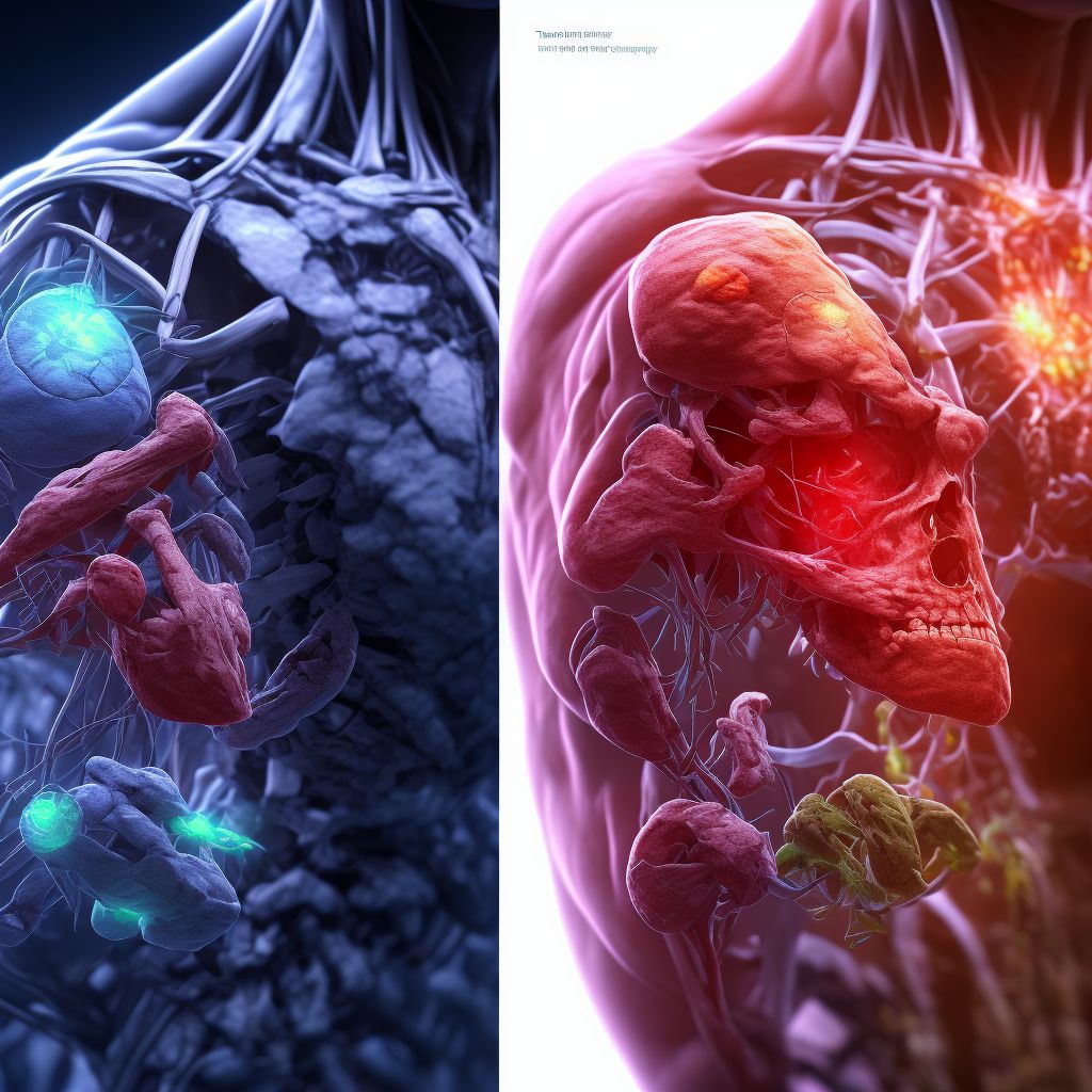 Traumatic compartment syndrome of left upper extremity, sequela digital illustration