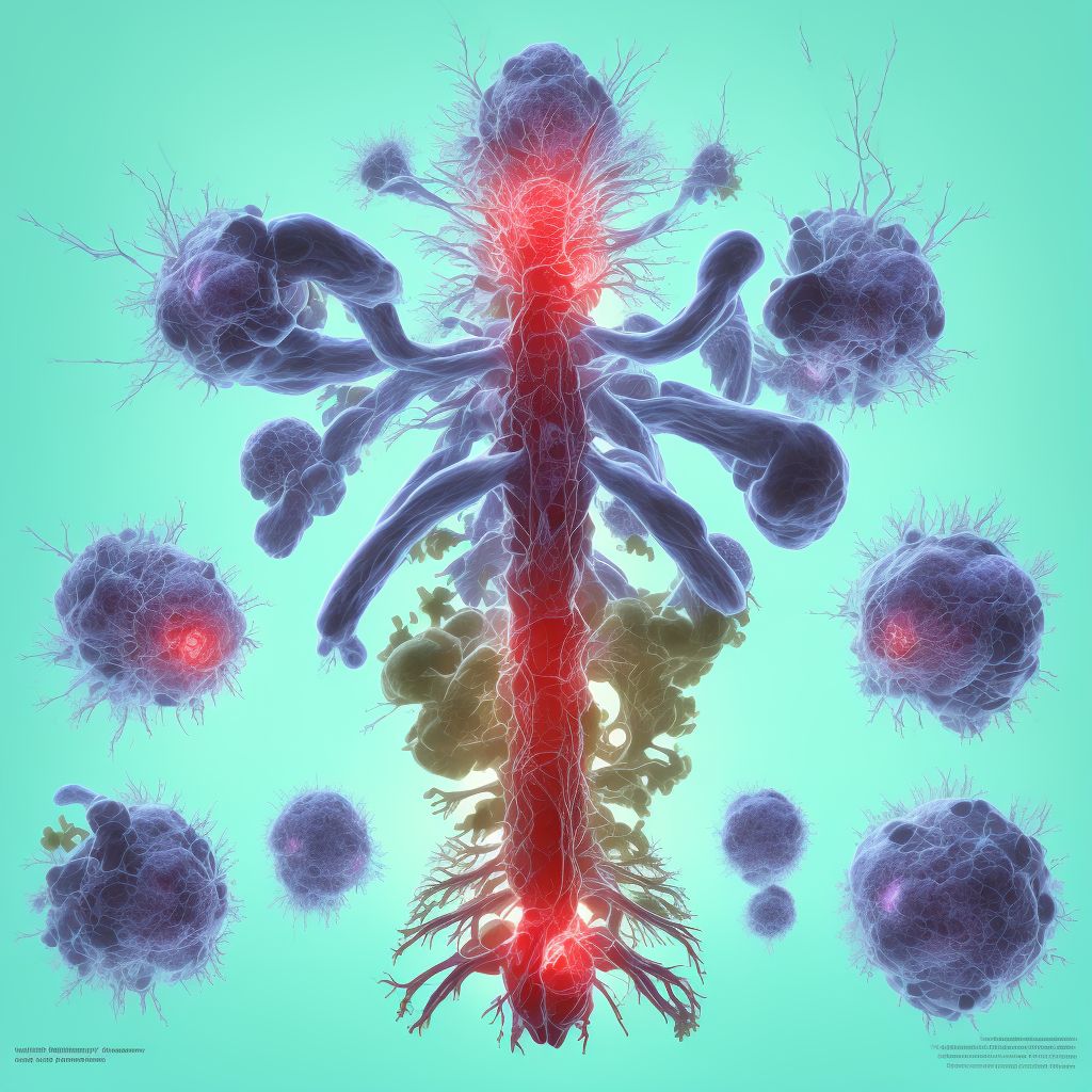 Adhesions due to foreign body accidentally left in body following surgical operation, subsequent encounter digital illustration