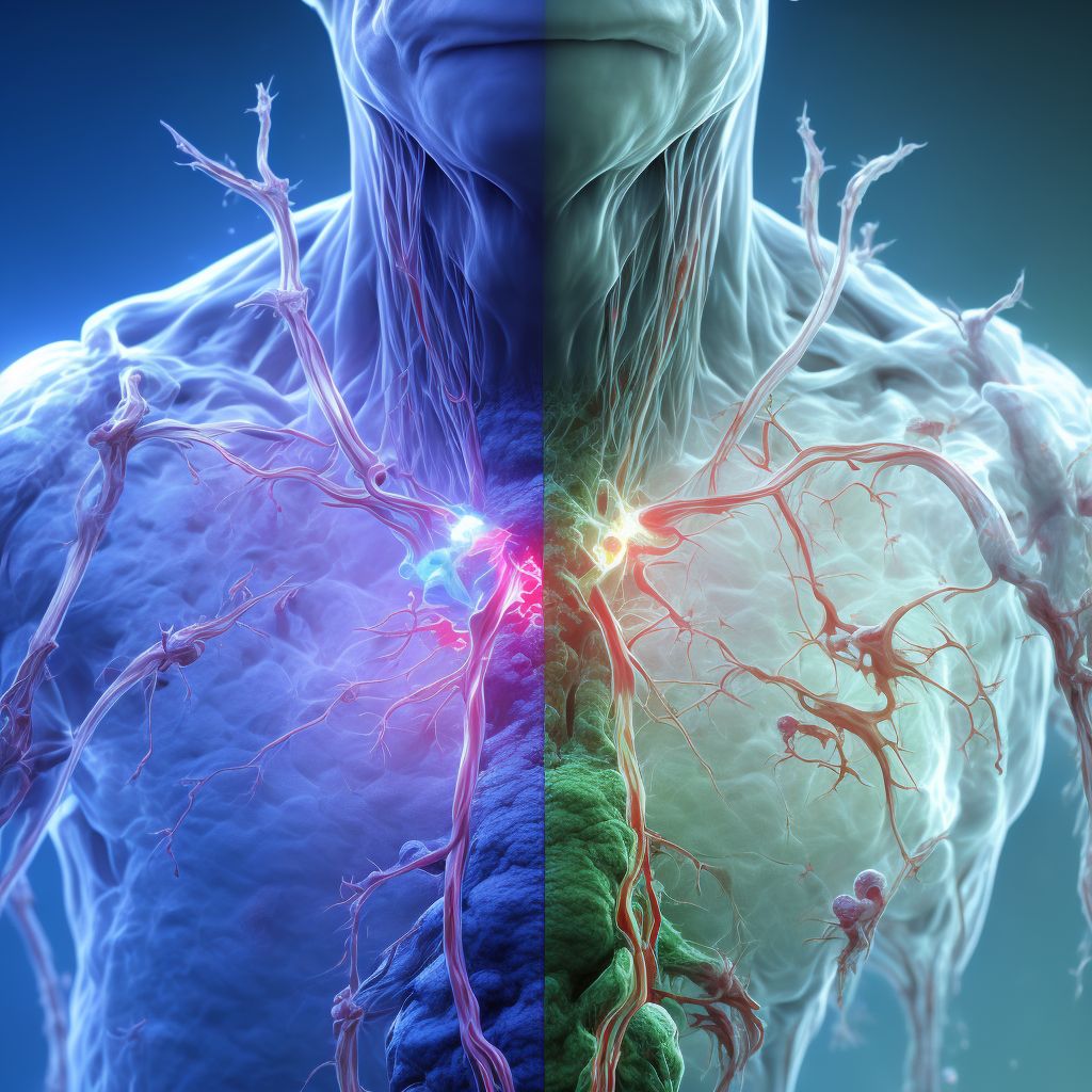 Adhesions due to foreign body accidentally left in body following infusion or transfusion, initial encounter digital illustration