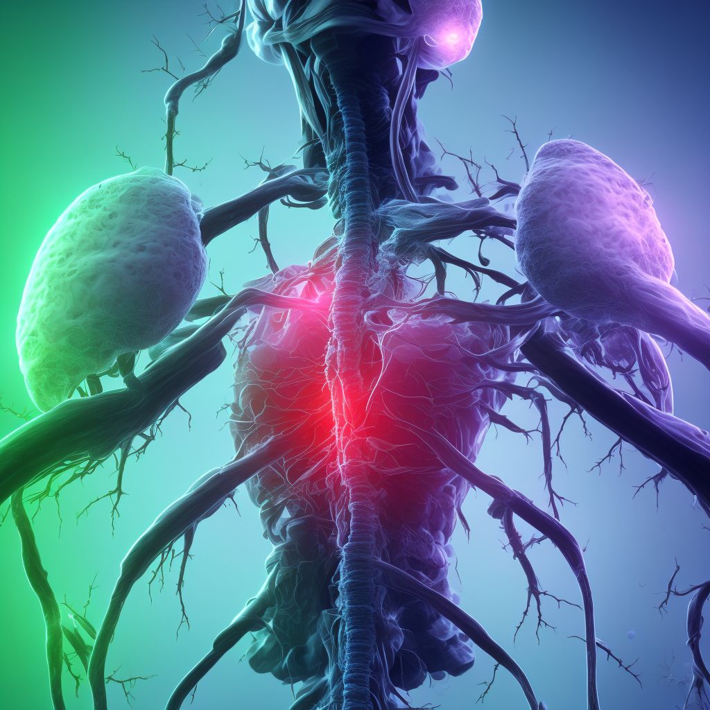 Adhesions due to foreign body accidentally left in body following infusion or transfusion, sequela digital illustration