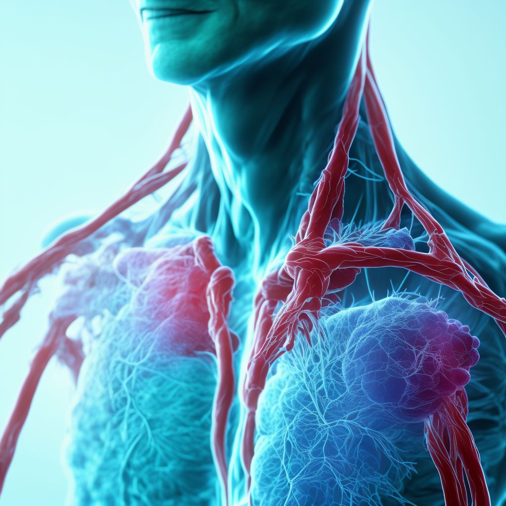 Adhesions due to foreign body accidentally left in body following aspiration, puncture or other catheterization, initial encounter digital illustration